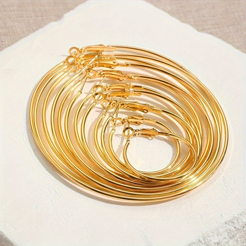 12pcs Metal Round Women's Earring Set